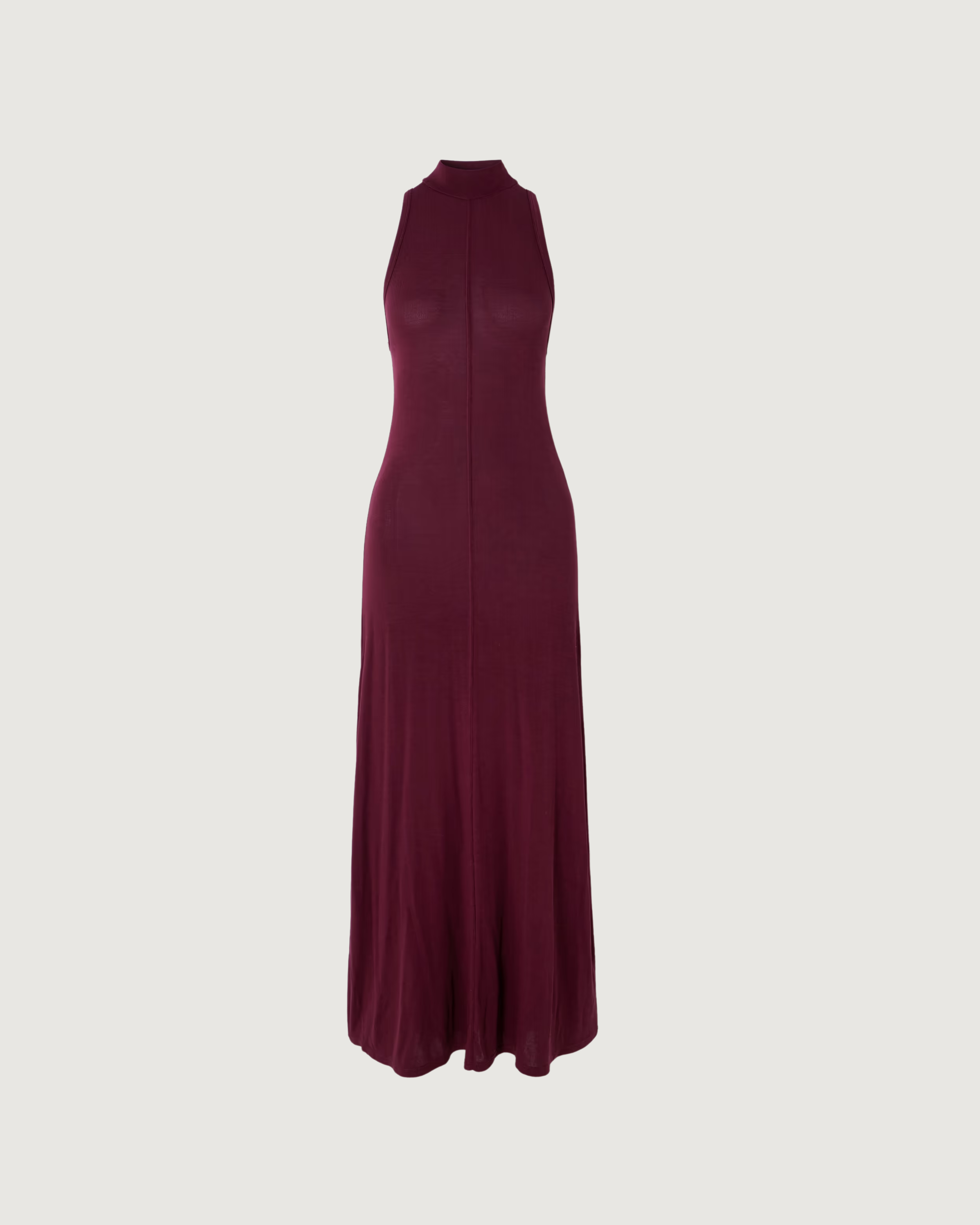 Burgundy sleeveless hooded maxi dress in Tencel Lyocell blend jersey — St Agni | Endless UAE