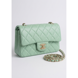 Mint green quilted Mini Classic Flap with gold chain strap and CC turn-lock — Chanel | Endless UAE