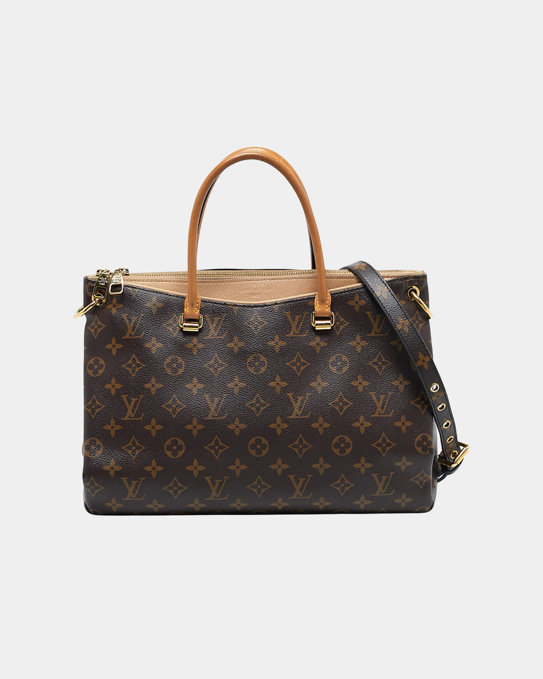 Louis Vuitton Pallas bag in monogram canvas with sesame leather trim, dual handles and adjustable shoulder strap — Louis Vuitton | Endless UAE