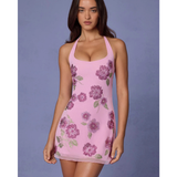 Galene Sequin-Embellished Halterneck Mini Dress