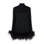 Black turtleneck mini dress with feather trim hem — Taller Marmo | Endless UAE
