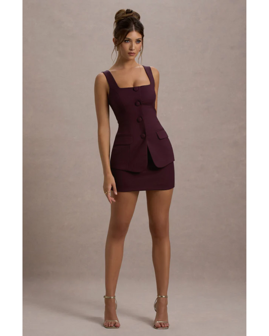 Maci Port Tailored Square-Neck Mini Dress