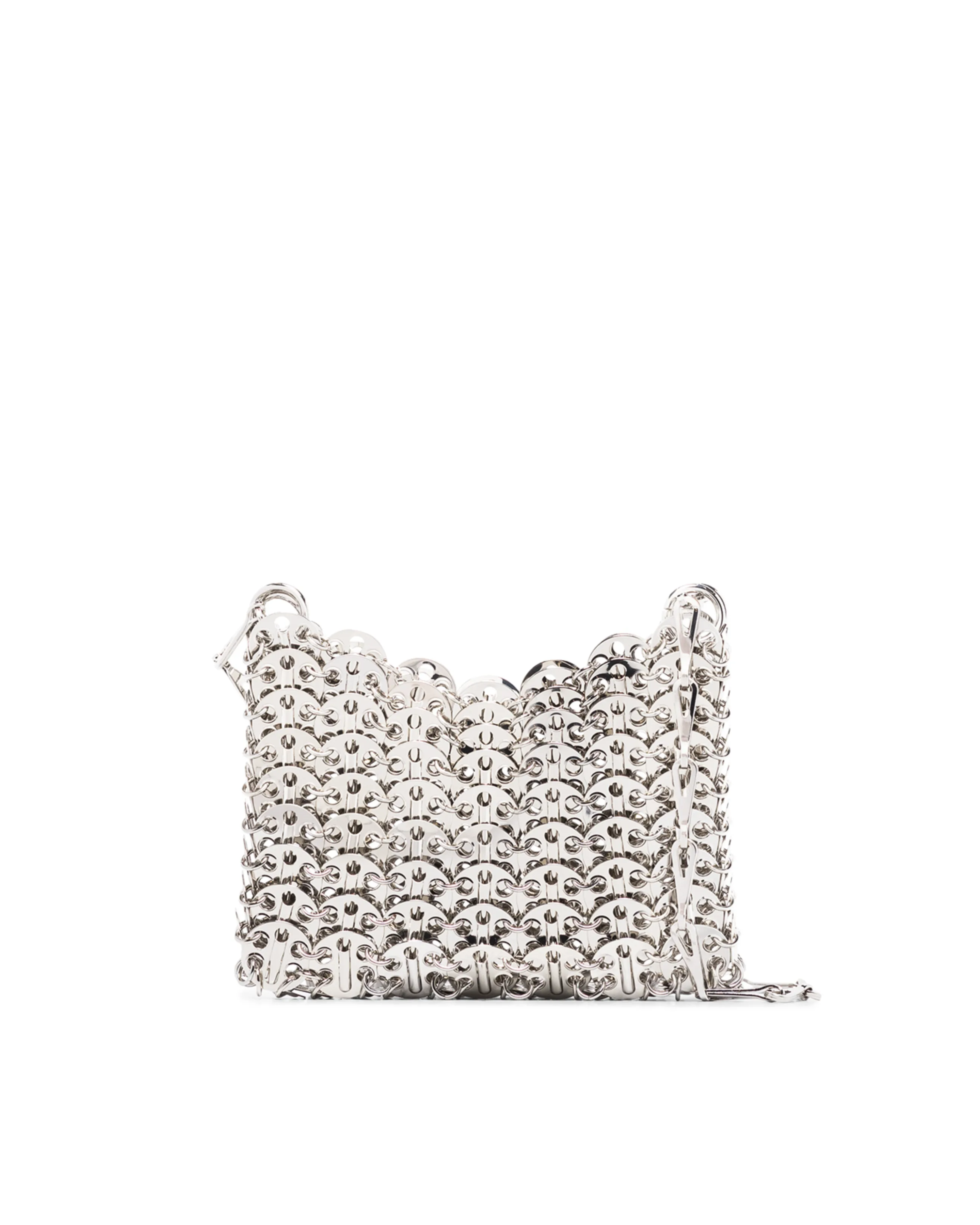 Silver chainmail nano shoulder bag with scalloped edge detail — Rabanne | Endless UAE