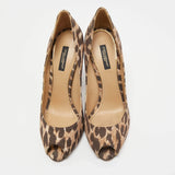 Leopard print canvas peep toe pump with chunky heel — Dolce & Gabbana | Endless UAE