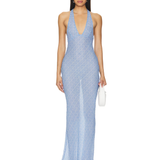 Lioness Carrie Halter Dress in Blue Check