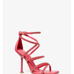 Pink embellished strappy heeled sandal with ankle strap and rhinestone details — Michael Kors | Endless UAE