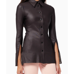 Black fitted shirt with crystal-embellished split cuffs and button-front closure — Alexander Wang | Endless UAE