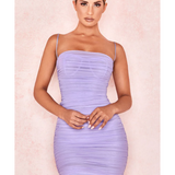 Ruched Bodycon Mini Mesh Cocktail Party Dress