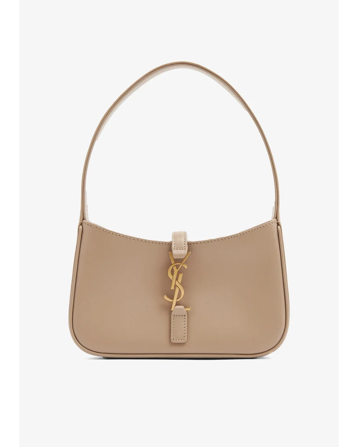 Le 5 À 7 Mini Hobo Bag in beige leather with gold YSL logo and single shoulder strap — Yves Saint Laurent | Endless UAE