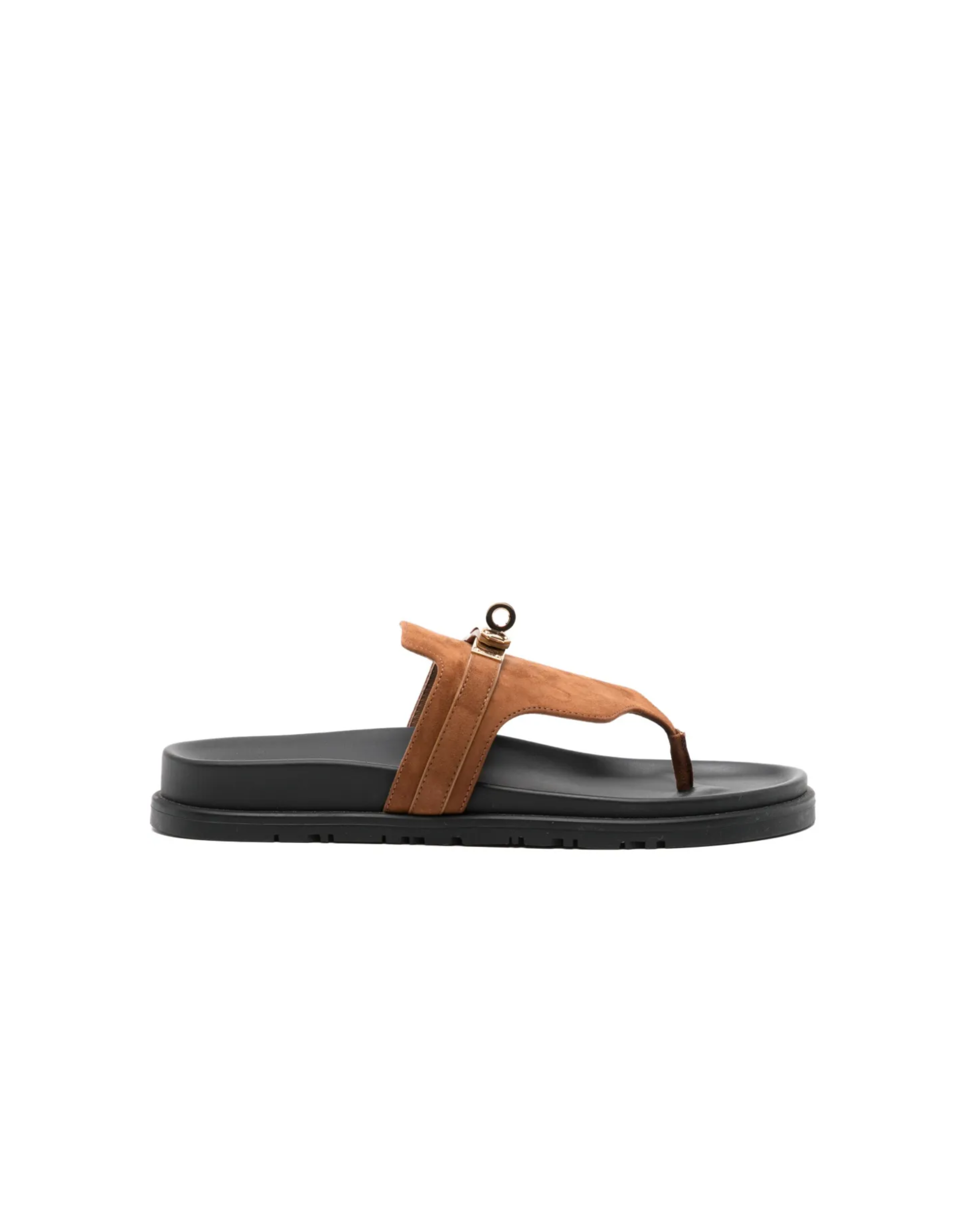 Hermes Empire suede goatskin womens sandal with brown strap and black sole — Hermes | Endless UAE