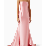 Pink strapless satin mermaid gown with train — Solace London | Endless UAE