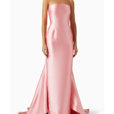Pink strapless satin mermaid gown with train — Solace London | Endless UAE