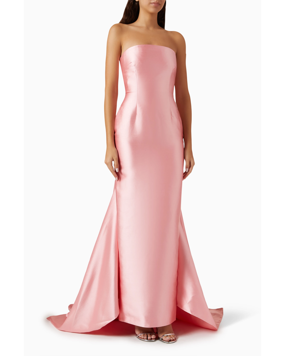 Pink strapless satin mermaid gown with train — Solace London | Endless UAE
