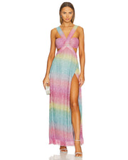 Meadow Maxi Dress in pastel rainbow ombre with cutout detail — Saylor | Endless UAE