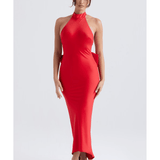 Ilaria Red Bow Halter Dress
