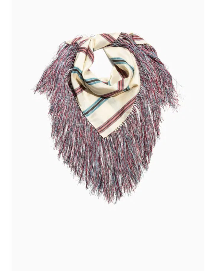Cream and burgundy striped scarf with textured fringe trim — & Other Stories | Endless UAE