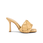 Beige leather Lido mule sandals with quilted strap and chunky heel — Bottega Veneta | Endless UAE