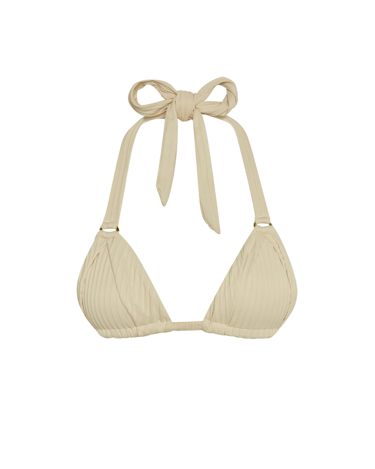 Morocco Top in cream ribbed fabric with halter neckline — Monday Swimwear | Endless UAE