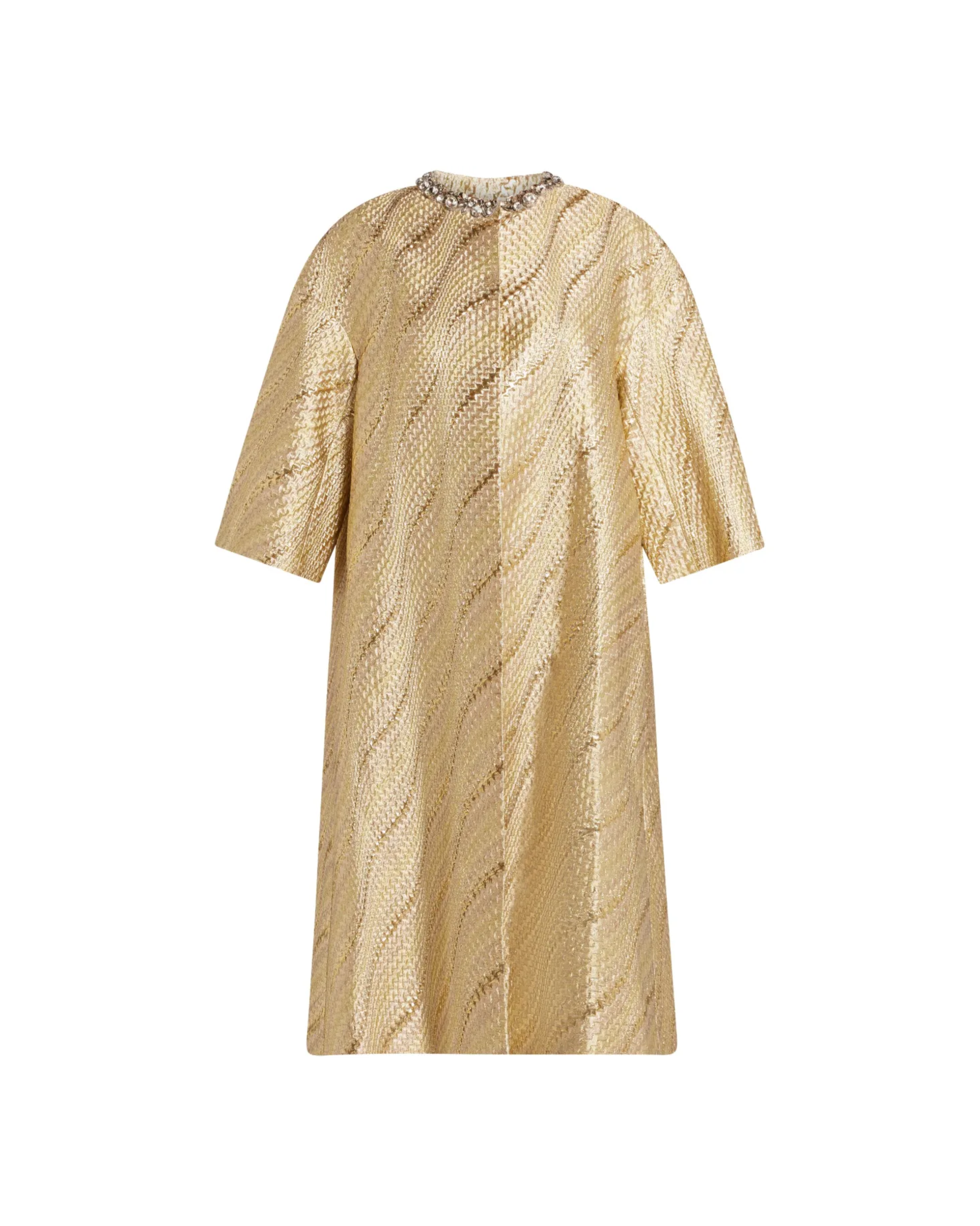 Crystal-Embellished Metallic Gold Coat — Dice Kayek | Endless UAE