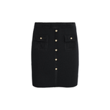 Black knitted mini skirt with gold button front closure and chest pockets — Claudie Pierlot | Endless UAE