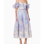 Postcard Bow Bodice Dress in lavender floral print with cold-shoulder design — Zimmermann | Endless UAE