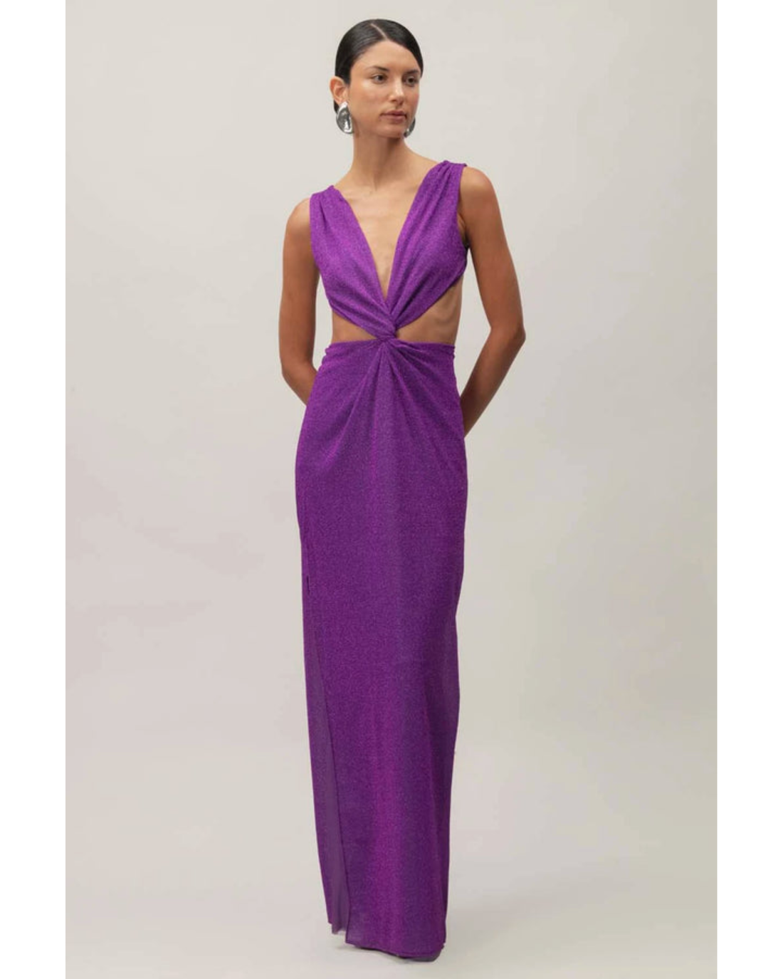 Rio Maxi Dress in purple with deep V-neckline and cutout waist detail — Baobab | Endless UAE