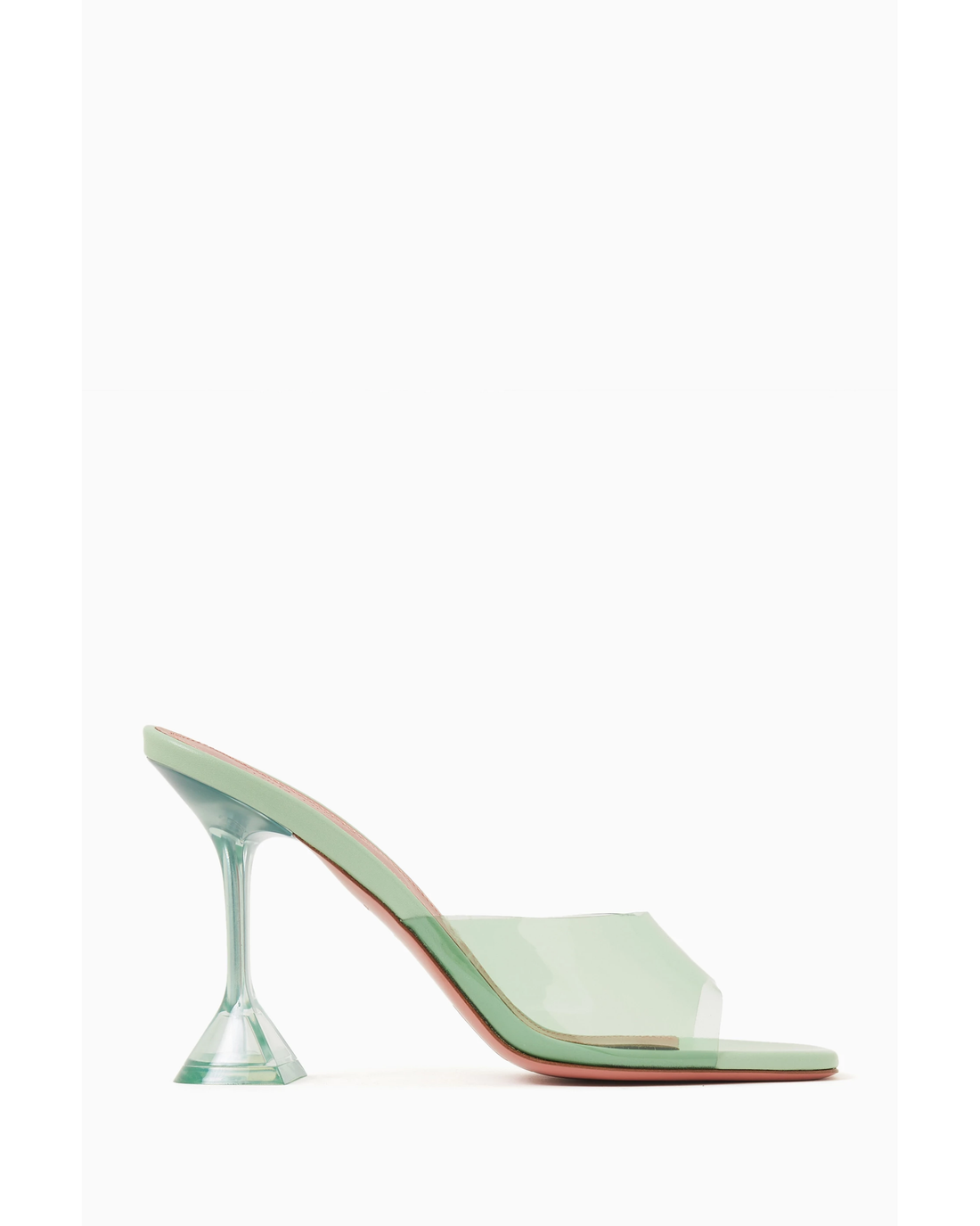 Lupita 95 Mules in translucent green PVC with sculptural heel — Amina Muaddi | Endless UAE