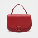 Red leather curved messenger bag with interlocking CC logo detail — Chanel | Endless UAE