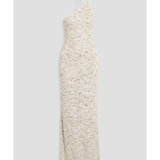 Cream sequin-embellished crochet-knit one-shoulder gown by Missoni — Endless UAE