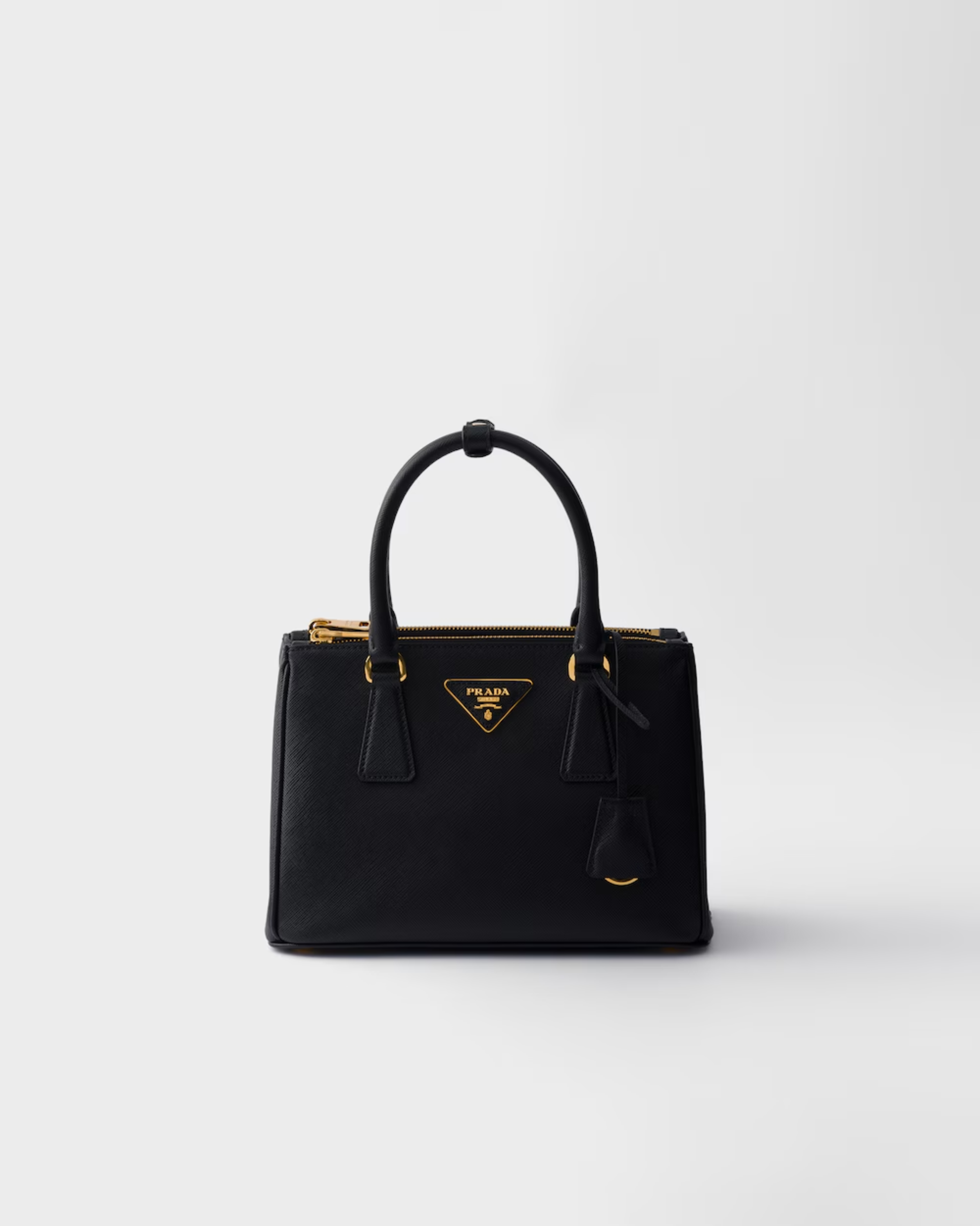 Black Saffiano leather Galleria tote with gold hardware and dual handles — Prada | Endless UAE