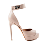 Beige leather platform sandals with ankle strap and shark lock closure — Givenchy | Endless UAE