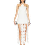 White halter mini dress with scalloped cutout details — Simon Miller | Endless UAE