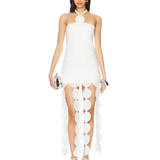 White halter mini dress with scalloped cutout details — Simon Miller | Endless UAE