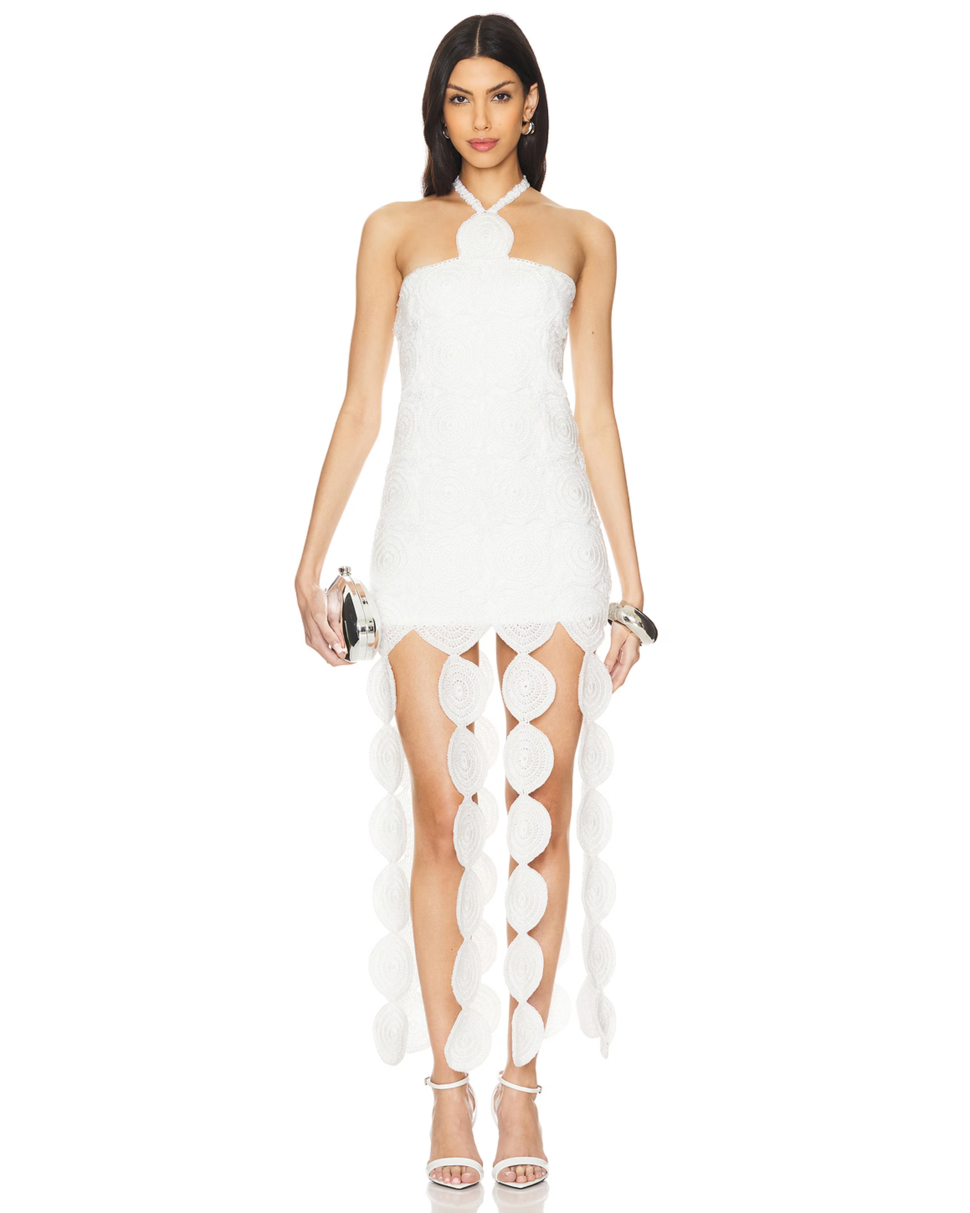 White halter mini dress with scalloped cutout details — Simon Miller | Endless UAE