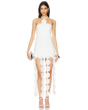 White halter mini dress with scalloped cutout details — Simon Miller | Endless UAE