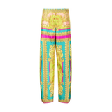 Barocco Goddess Silk Trousers in yellow, turquoise and magenta — Versace | Endless UAE
