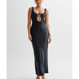Aubrie Keyhole Satin Maxi Dress