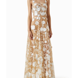 Jasmine Gown in cream floral lace with square neckline and maxi length — Bronx and Banco | Endless UAE