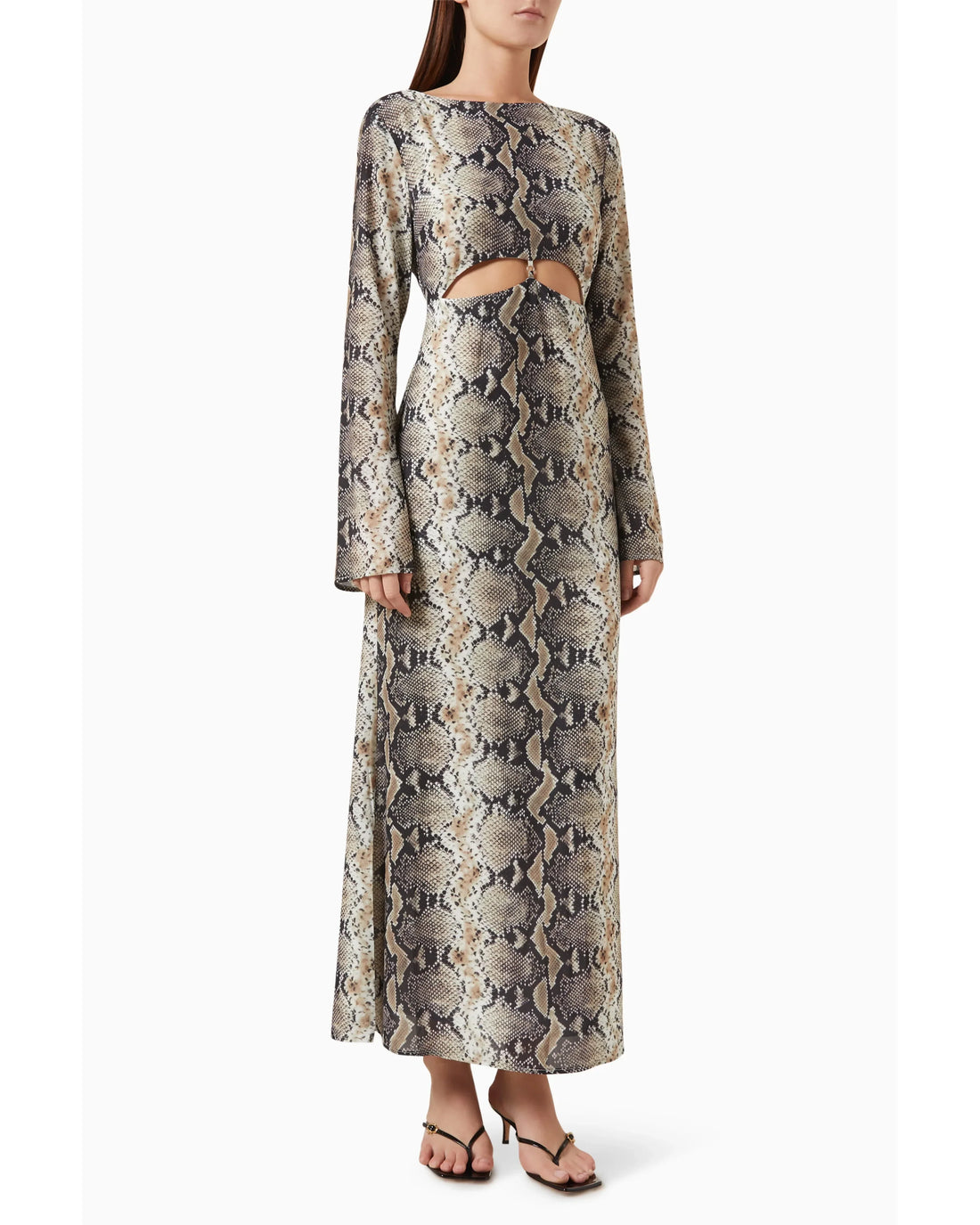 Python print maxi dress with long sleeves and cut-out waist detail — Mossman | Endless UAE