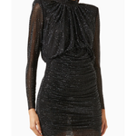 Black crystal-embellished stretch-mesh mini dress with long sleeves — Self-Portrait | Endless UAE