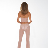 Blush crystal-embellished halter top with deep V-neckline — Nué | Endless UAE