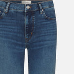 Medium wash straight leg denim jeans with classic five-pocket styling and branded button closure — Frame | Endless UAE