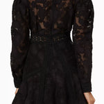 Black lace wrap dress with long sleeves and beaded waist detail — Acler | Endless UAE