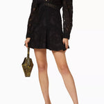 Black lace wrap dress with long sleeves and beaded waist detail — Acler | Endless UAE
