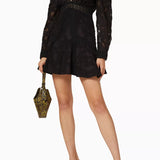 Black lace wrap dress with long sleeves and beaded waist detail — Acler | Endless UAE