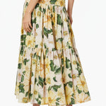 Floral print tiered maxi skirt with yellow flowers and green leaves — Dolce and Gabbana | Endless UAE