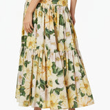Floral print tiered maxi skirt with yellow flowers and green leaves — Dolce and Gabbana | Endless UAE