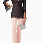 Black faux leather shirt with crystal-embellished cuffs, button-front closure, and collared neckline — Alexander Wang | Endless UAE