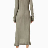 Sage ribbed long sleeve midi dress with asymmetrical hem — 3.1 Phillip Lim | Endless UAE