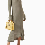 Sage ribbed long sleeve midi dress with asymmetrical hem — 3.1 Phillip Lim | Endless UAE